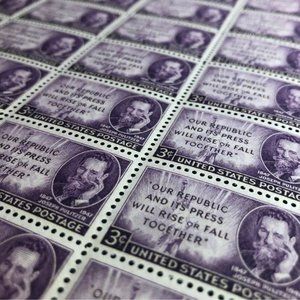 1947 Pulitzer Postage Stamp Sheet, Unused USA Scott #946.
